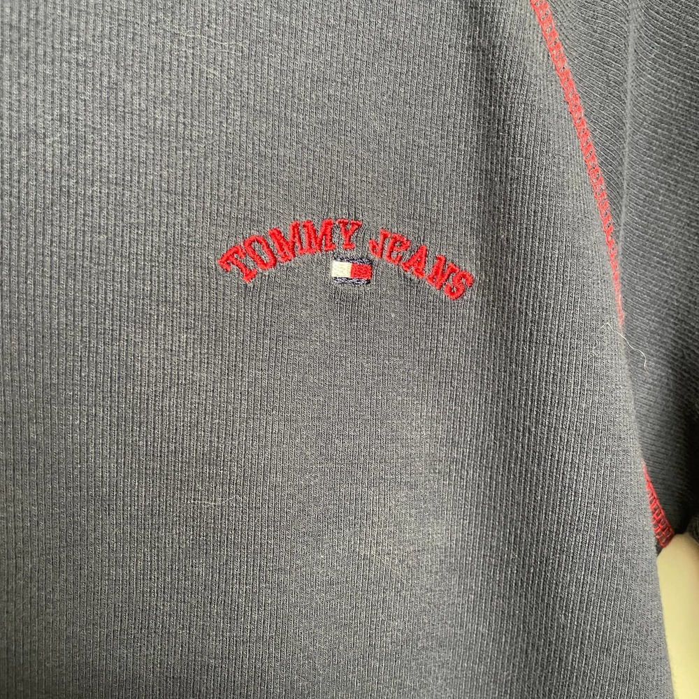 Tommy Hilfiger Embroidered Crew Neck Short Sleeve Ringer Tee Red Blue M - Picture 3 of 7